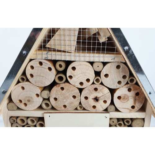 Insectenhotel hout met metalen dak 40cm
