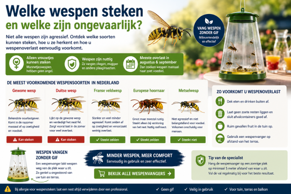 Welke wespen steken? Herken gevaarlijke en ongevaarlijke wespen