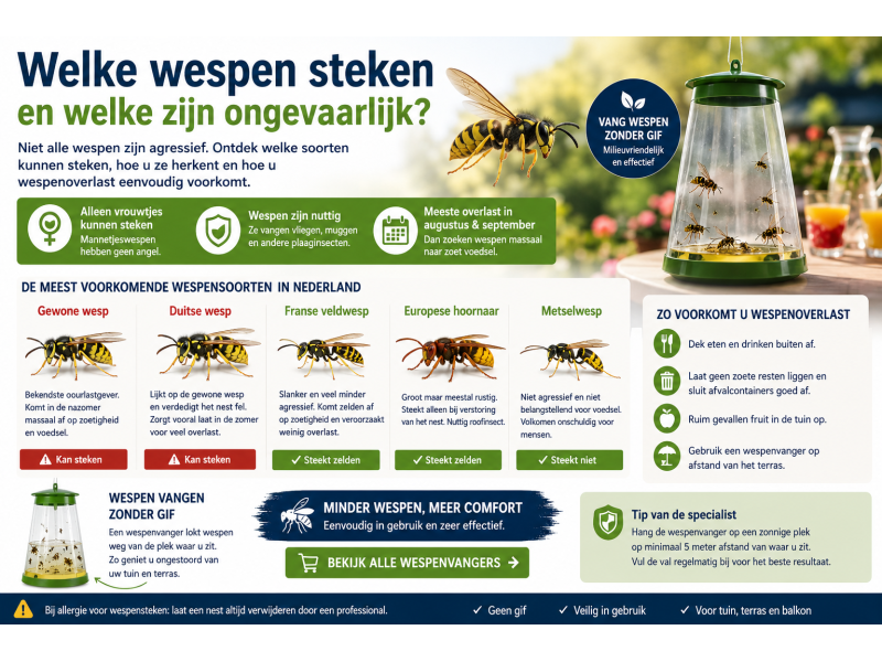 Welke wespen steken? Herken gevaarlijke en ongevaarlijke wespen