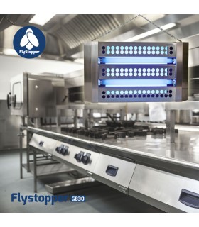 Flystopper GB30 – RVS Vliegenlamp met kleefplaat - standaard UVA lampen