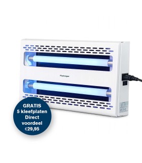 Flystopper GB300L – Wit metaal LED Vliegenlamp met Kleefplaat 