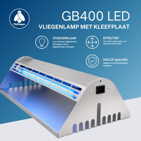 Flystopper GB400L 18 watt LED - RVS - HACCP