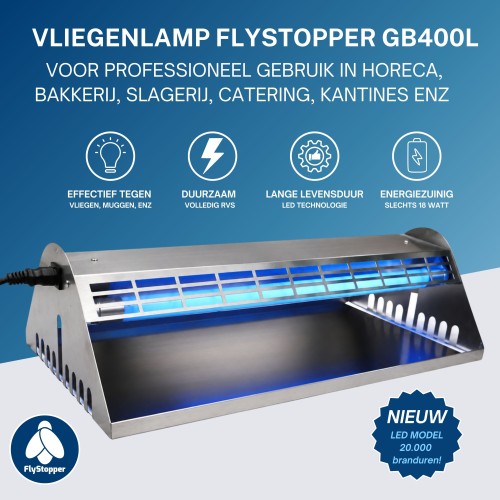 Flystopper GB400L 18 watt LED - RVS - HACCP
