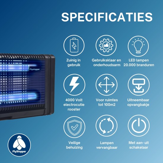 Vliegenlamp Flystopper HV300 L - 14W Led - 4000 Volt