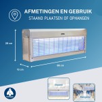 Vliegenlamp Flystopper HV400L LED - Volledig RVS - 18 Watt LED - 4000 Volt