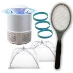 15% Anti-Muggen Voordeelpakket | Elektrische Vliegenmepper | Muggenlamp LED met aanzuiging | 2 x Vliegenkapjes wit | 3x Muggenarmband