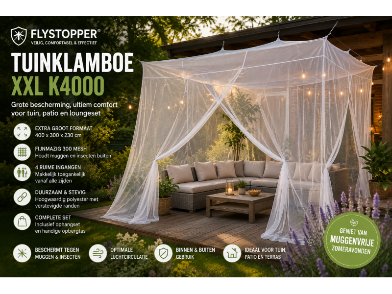 Tuinklamboe XXL 400x300 cm | Grote Klamboe Voor Tuin & Patio