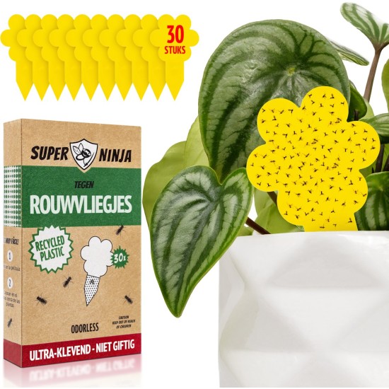 Rouwvliegjes Bestrijden - Ecologische Gele Sticky Vallen voor Planten, 30 Stuks - Effectieve Bescherming tegen Rouwmuggen, Langdurig Werkzaam tot 3 Maanden per Val