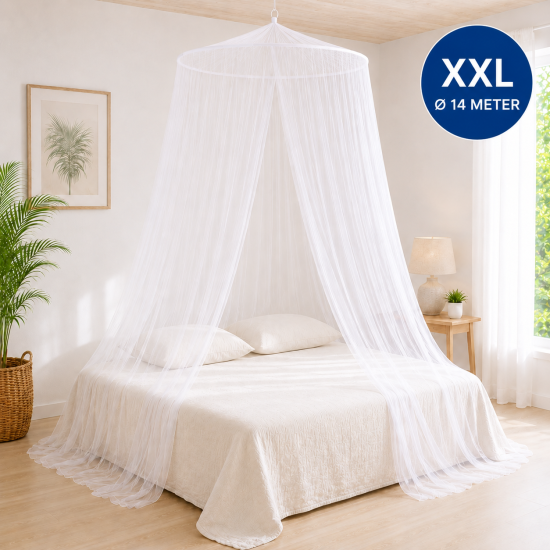 2 persoons Klamboe XXL - Met 80 cm ring - 14 m omtrek | Flystopper K1402 