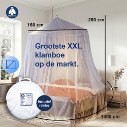 2 persoons Klamboe XXL - Met 150 cm grote ring - Extra grote en luxe klamboe 150x250x1400 cm | Flystopper K1500