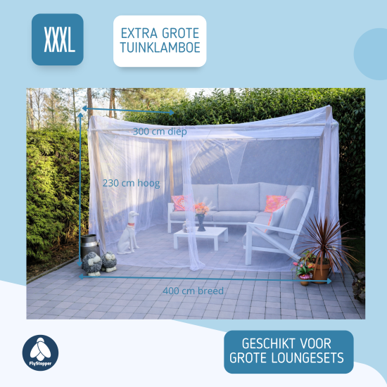  Klamboe recht voor tuin en patio XXXL 400x300x230cm Flystopper K4000