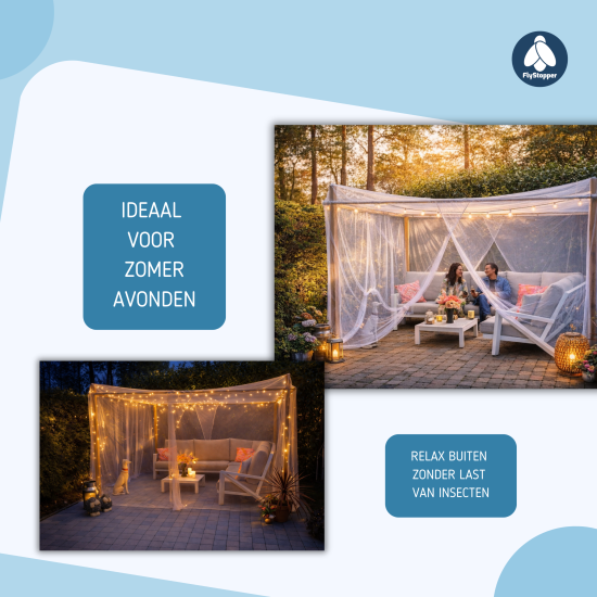  Klamboe recht voor tuin en patio XXXL 400x300x230cm Flystopper K4000