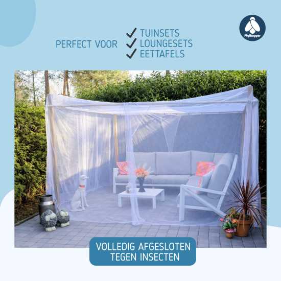  Klamboe recht voor tuin en patio XXXL 400x300x230cm Flystopper K4000